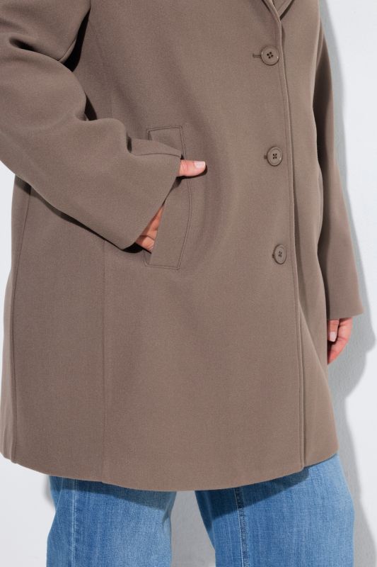Wool-Blend Lapel Collar Coat