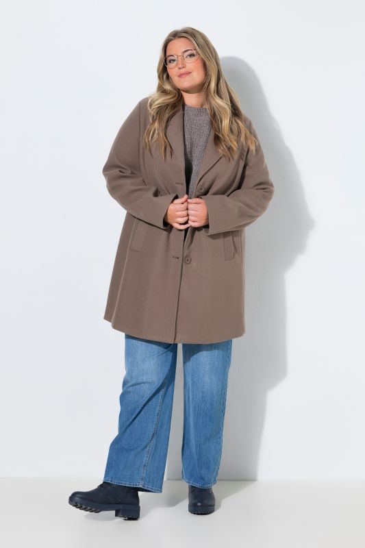 Wool-Blend Lapel Collar Coat