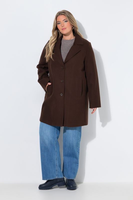 Wool-Blend Lapel Collar Coat