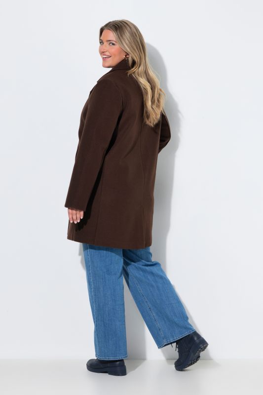 Wool-Blend Lapel Collar Coat
