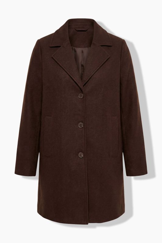 Wool-Blend Lapel Collar Coat