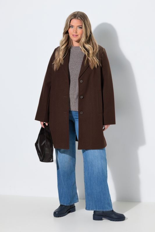 Wool-Blend Lapel Collar Coat
