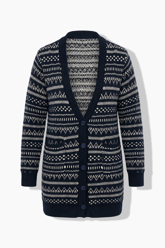 Eco Cotton Jacquard Knit Long Cardigan