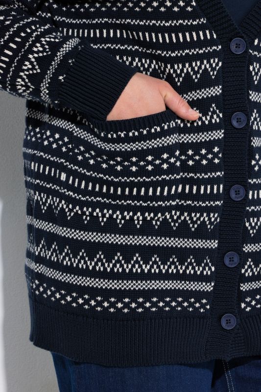 Eco Cotton Jacquard Knit Long Cardigan