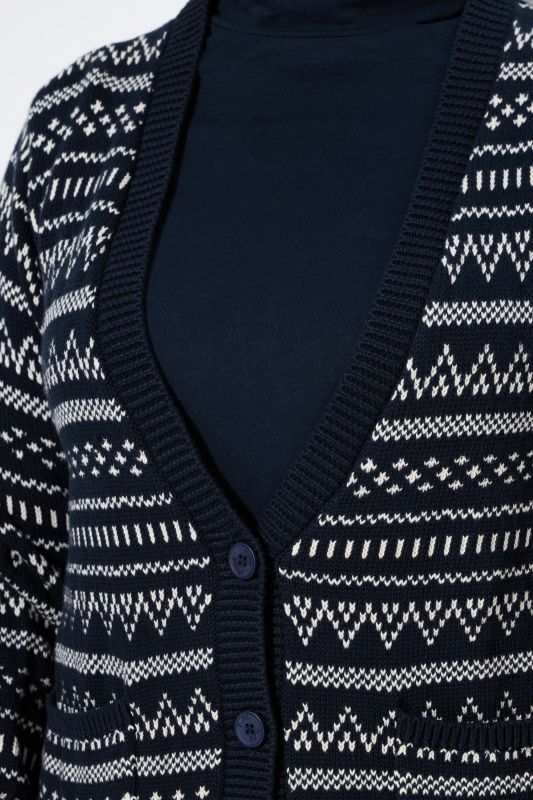 Eco Cotton Jacquard Knit Long Cardigan