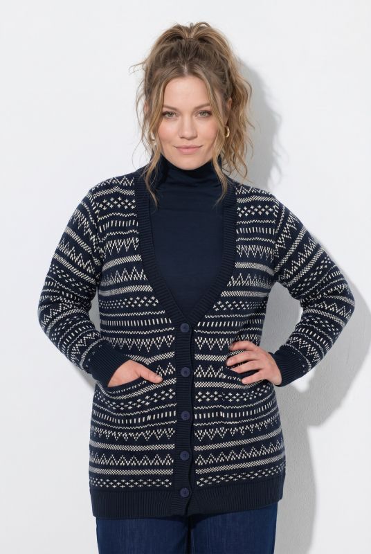 Eco Cotton Jacquard Knit Long Cardigan