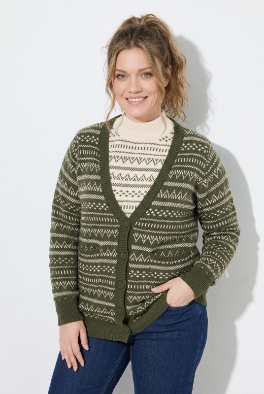 Eco Cotton Jacquard Knit Long Cardigan
