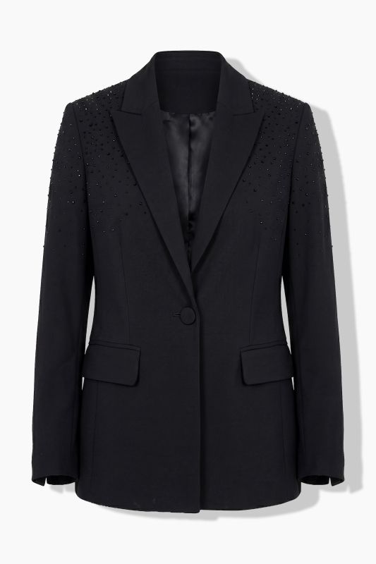 Rhinestoned Single-Button Blazer