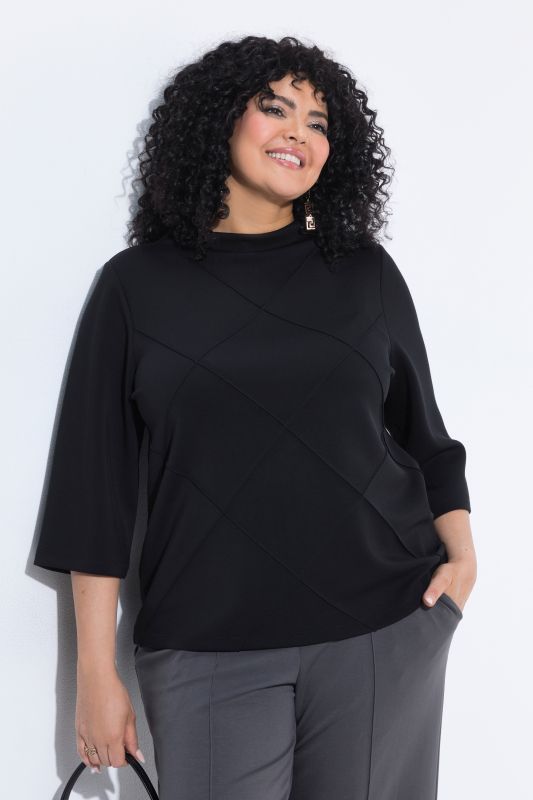 Textured Diamond 3/4 Sleeve Sweatshirt