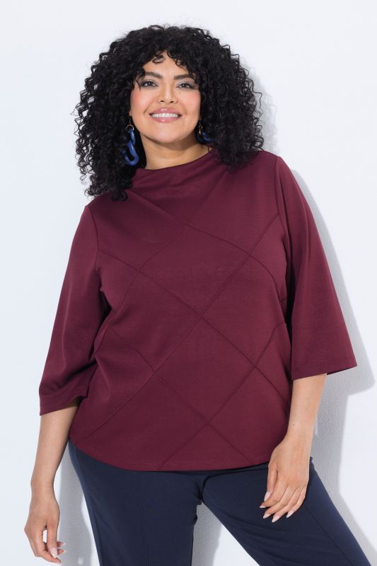 Textured Diamond 3/4 Sleeve Sweatshirt