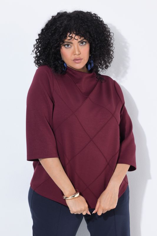 Textured Diamond 3/4 Sleeve Sweatshirt
