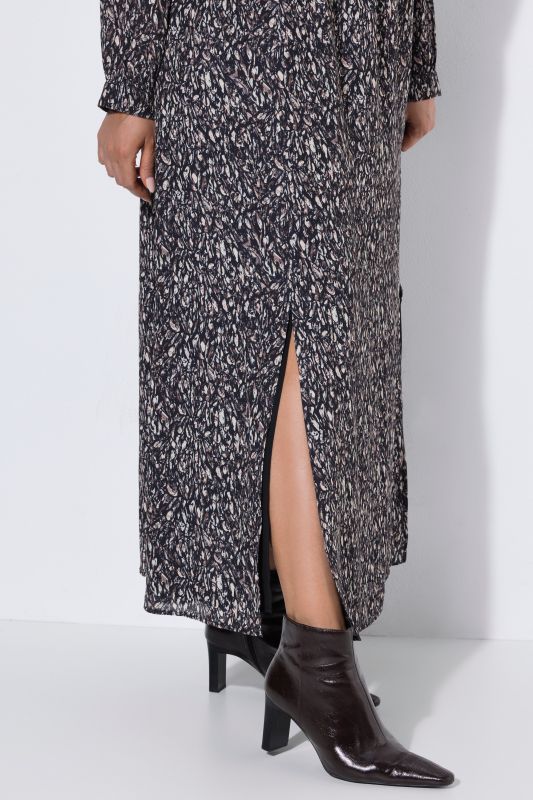 Abstract Print Long Sleeve Maxi Dress