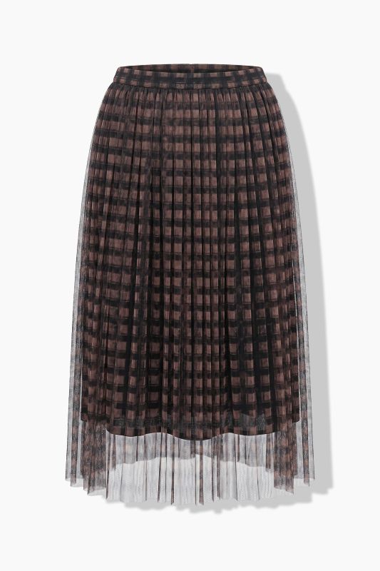 Checkered Layered Tulle Elastic Waist Skirt