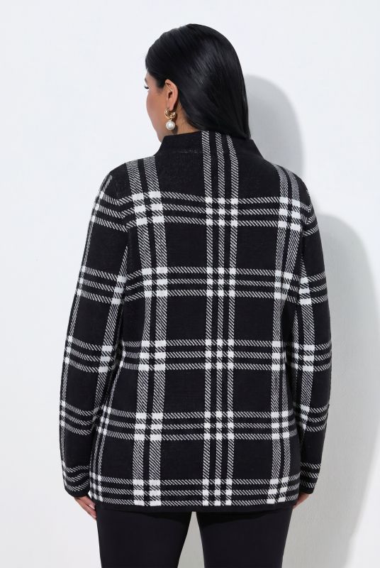 Sparkling Plaid Turtleneck Sweater