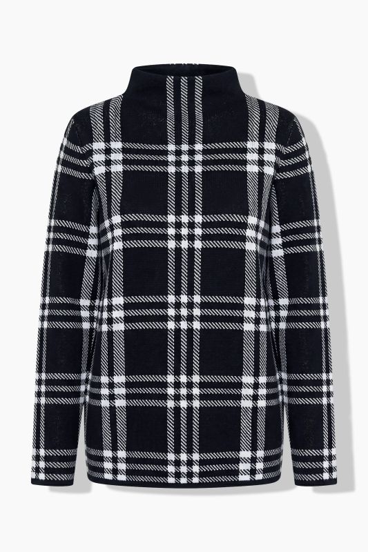 Sparkling Plaid Turtleneck Sweater