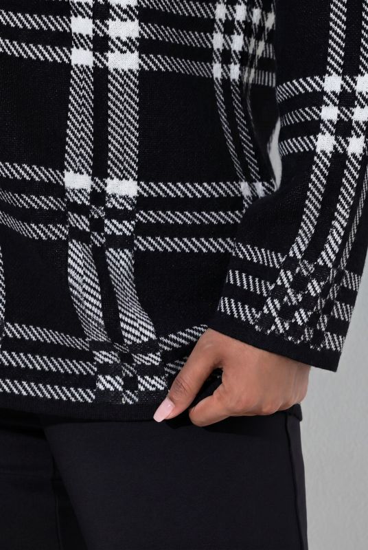 Sparkling Plaid Turtleneck Sweater