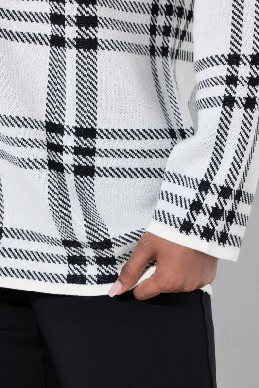 Sparkling Plaid Turtleneck Sweater