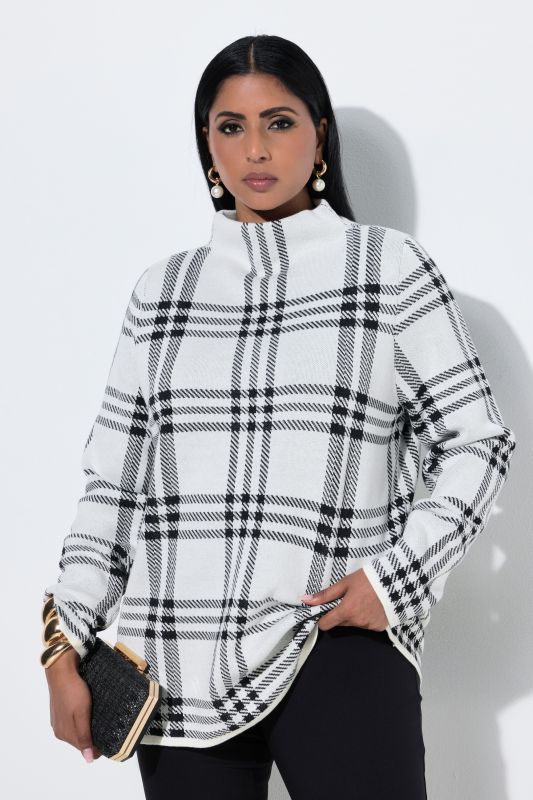 Sparkling Plaid Turtleneck Sweater