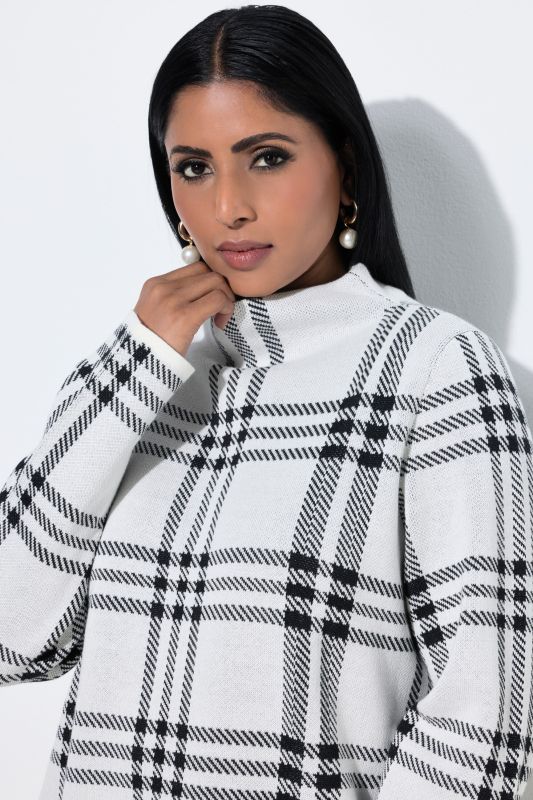 Sparkling Plaid Turtleneck Sweater