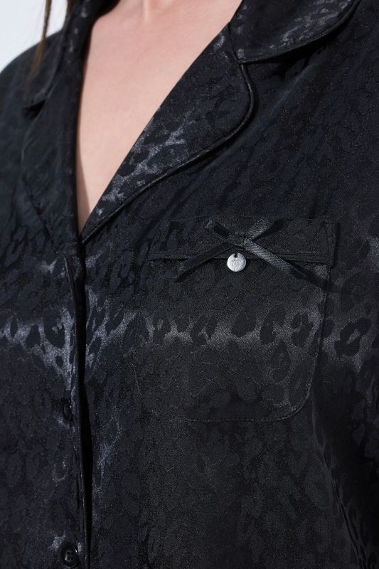 TruYou Lapel Collar Leopard Print Nightgown