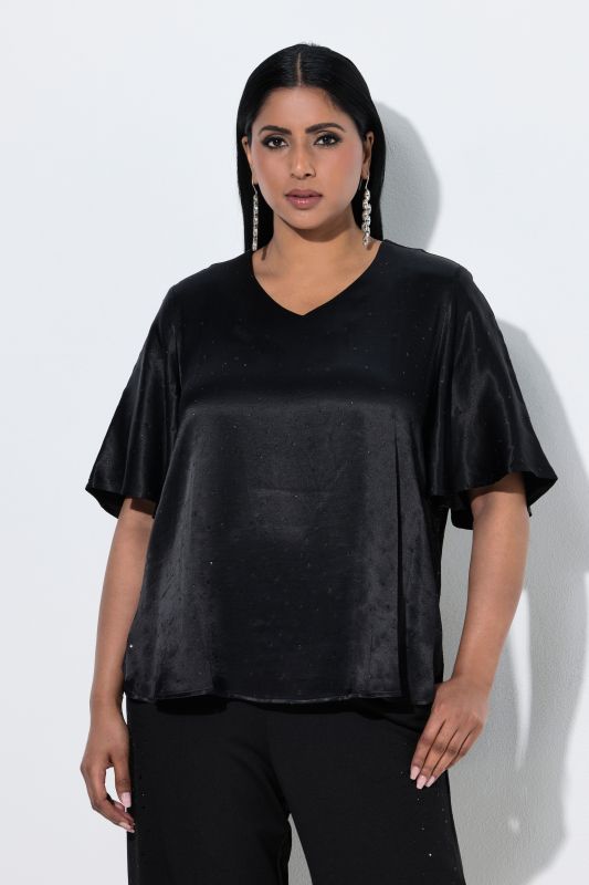 Rhinestone Studded Viscose Satin Blouse