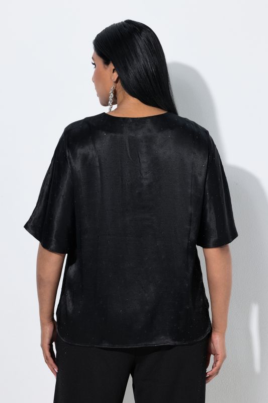 Rhinestone Studded Viscose Satin Blouse