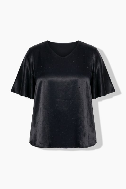 Rhinestone Studded Viscose Satin Blouse