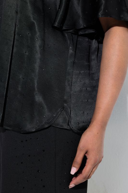 Rhinestone Studded Viscose Satin Blouse