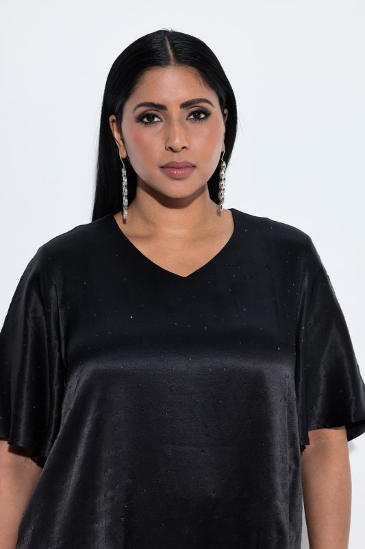 Rhinestone Studded Viscose Satin Blouse