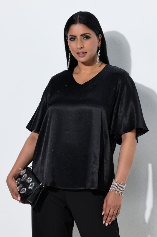 Rhinestone Studded Viscose Satin Blouse