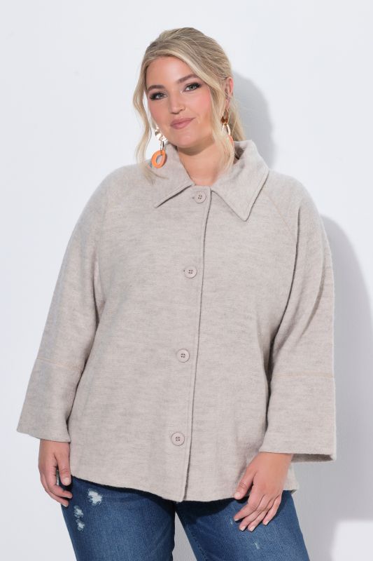 Boiled Wool Blend Oversized Jacket