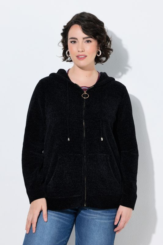 Chenille Knit Zip-Up Sweater