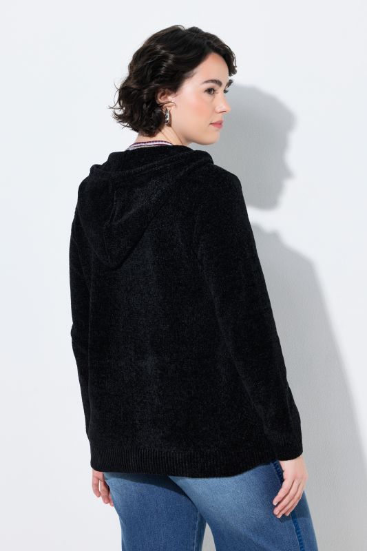 Chenille Knit Zip-Up Sweater