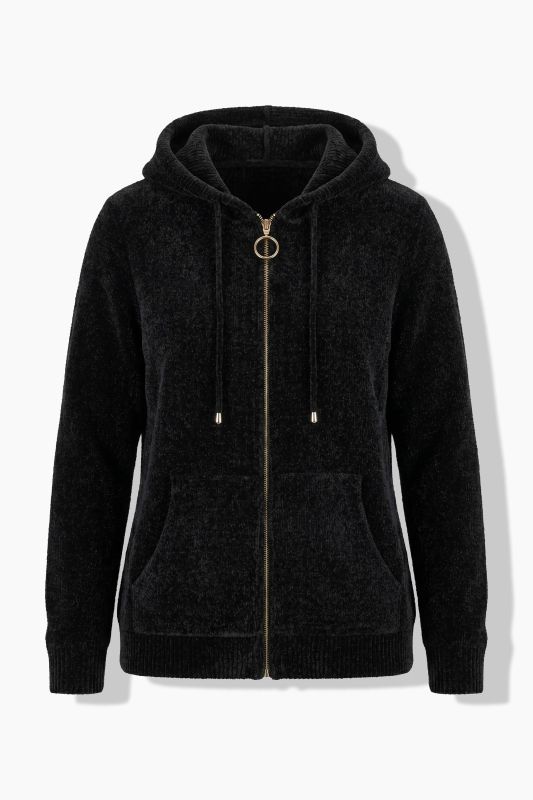 Chenille Knit Zip-Up Sweater