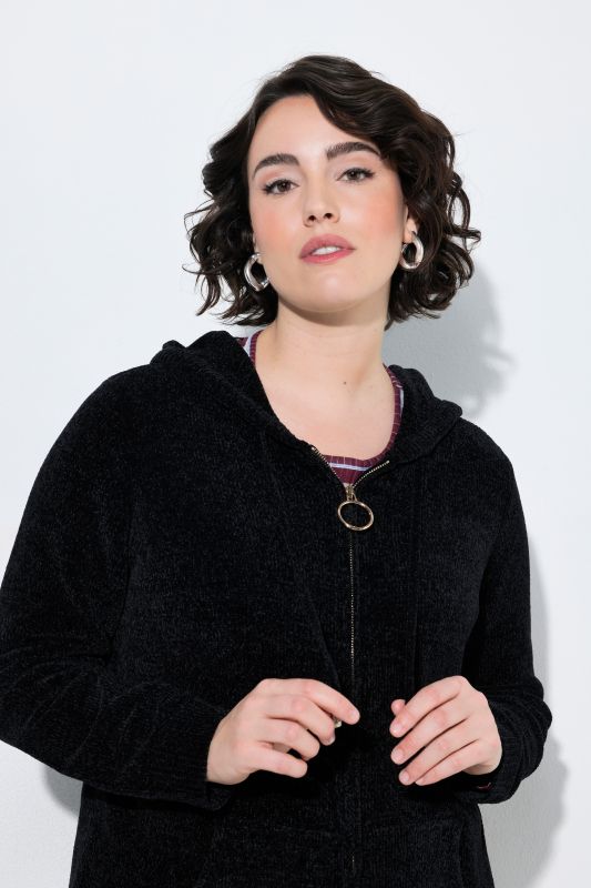 Chenille Knit Zip-Up Sweater
