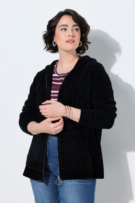 Chenille Knit Zip-Up Sweater