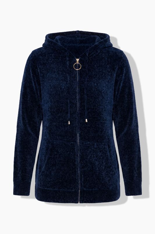 Chenille Knit Zip-Up Sweater