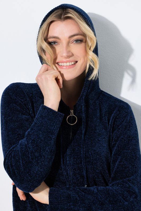 Chenille Knit Zip-Up Sweater