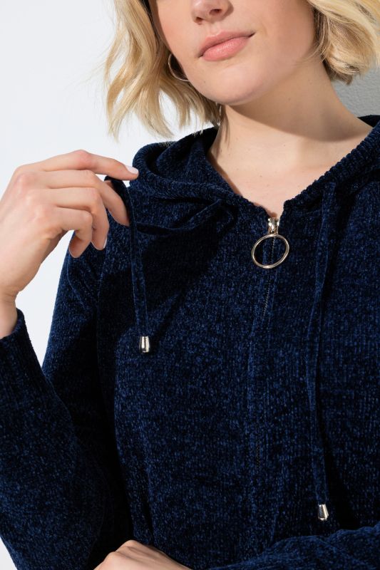 Chenille Knit Zip-Up Sweater