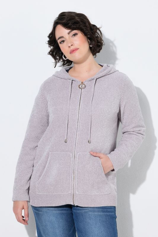 Chenille Knit Zip-Up Sweater