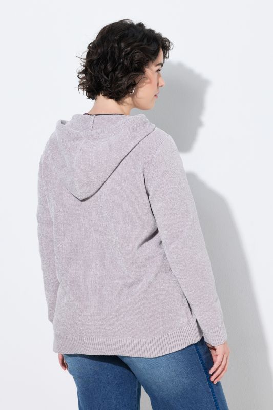 Chenille Knit Zip-Up Sweater