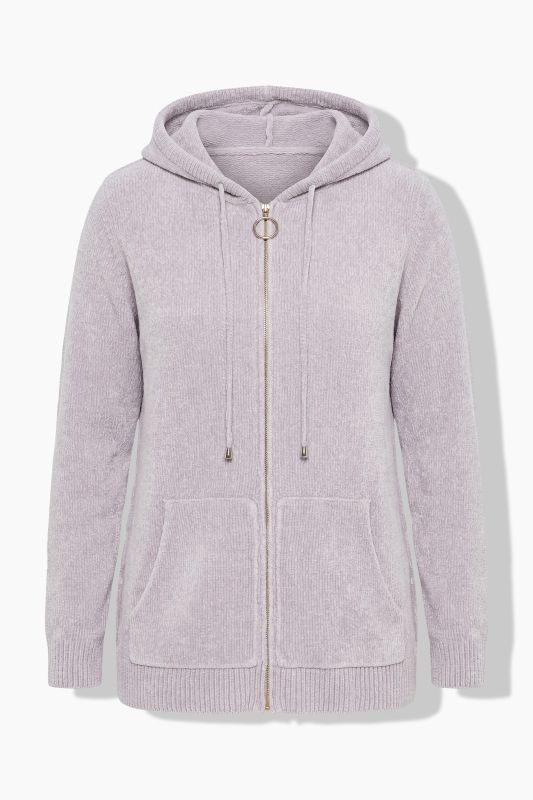 Chenille Knit Zip-Up Sweater