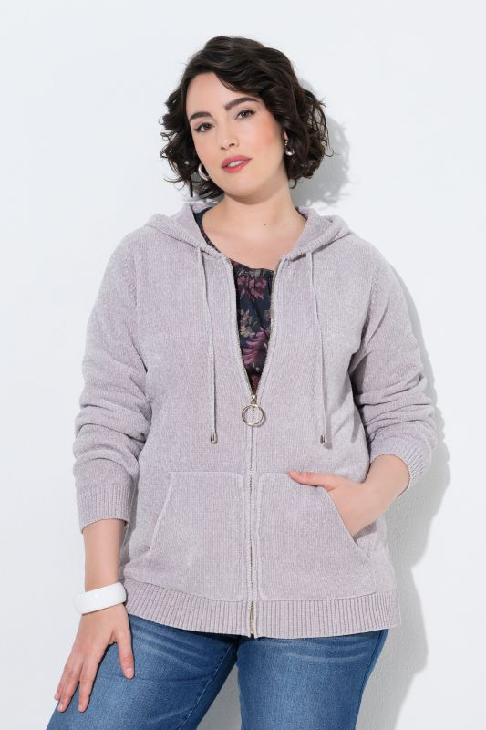 Chenille Knit Zip-Up Sweater