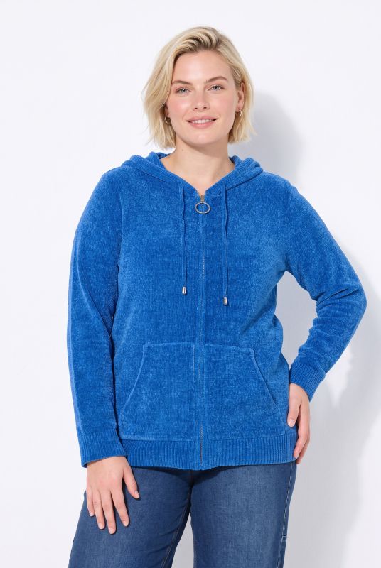 Chenille Knit Zip-Up Sweater