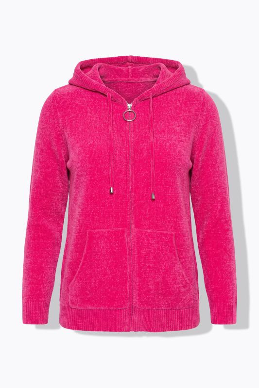 Chenille Knit Zip-Up Sweater