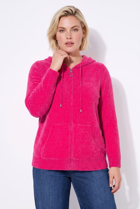 Chenille Knit Zip-Up Sweater