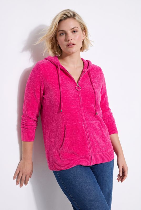 Chenille Knit Zip-Up Sweater