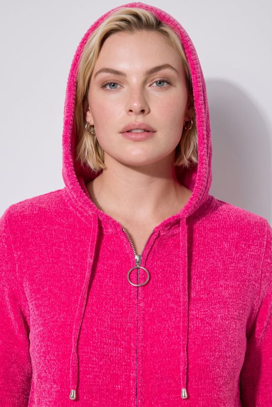 Chenille Knit Zip-Up Sweater