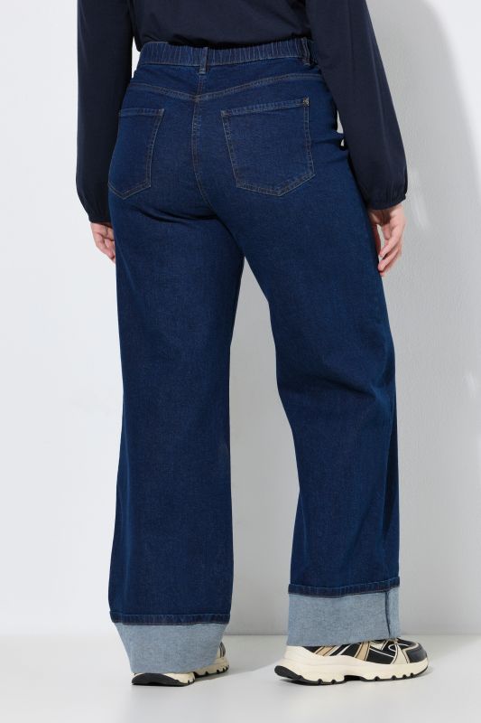Fixed Hem Stretch Fit Wide Leg Jeans