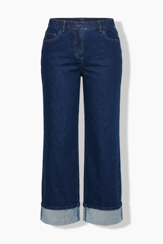 Fixed Hem Stretch Fit Wide Leg Jeans